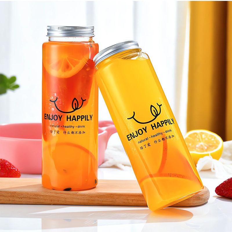 20pcs/pack 500ml Bubble Tea Bottle Disposable Plastic Juice Bottle Drinking Bottle Takeout Beverage Bottles
