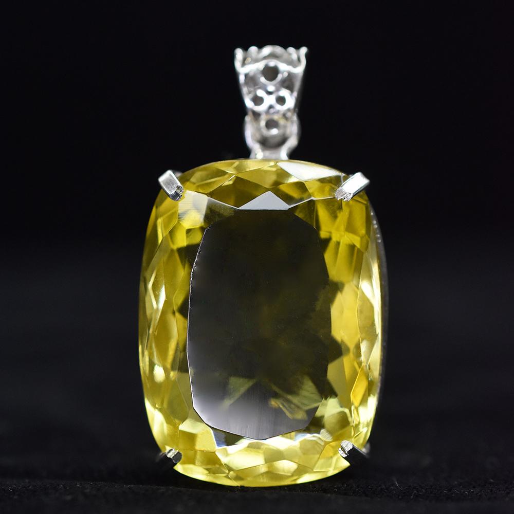 Natural Yellow Topaz 104 Ct Cushion 925 Starling Silver Pendant Gems Free Gift MY.PD-101-NS