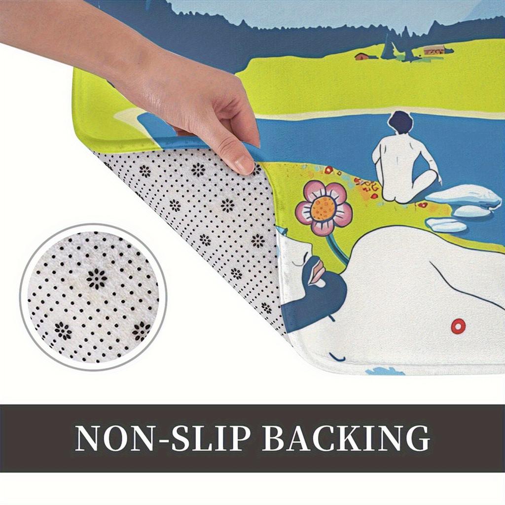1pc Sexposer Bath Mat & Doormat - 100% Tech Fabric with Rubber Backing, Machine Washable, Irregular Shape for Bathroom Kitchen E