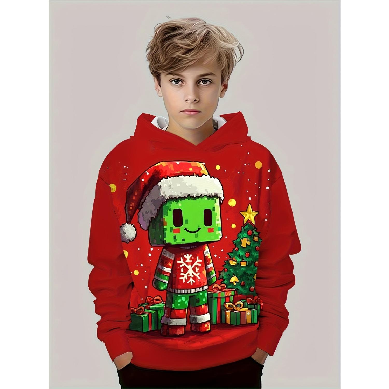 

Рождественская милая толстовка с мультяшным принтом, спортивная одежда, модная, для вечеринок, с длинным рукавом, для девочек, удобная толстовка, детская одежда 13-14Y