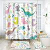Dinosaur Bathroom Waterproof Shower Curtain Sets With Non-Slip Mat Rug Durable Bath Carpet Lid Toilet Cover Door Mats Bathing