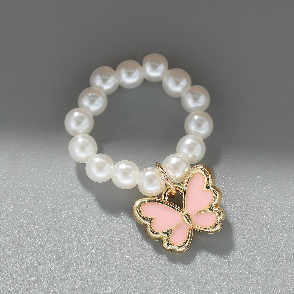 Children's Necklace Creative Pearl Butterfly Girls Jewelry Bracelet Girls Oil Drop Accessories Ring Earrings
