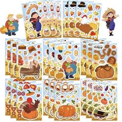 8 Cartoon Thanksgiving Autumn Harvest Collage Hands-on DIY Handbook Mobile Phone Case Notebook Decoration Waterproof Stickers