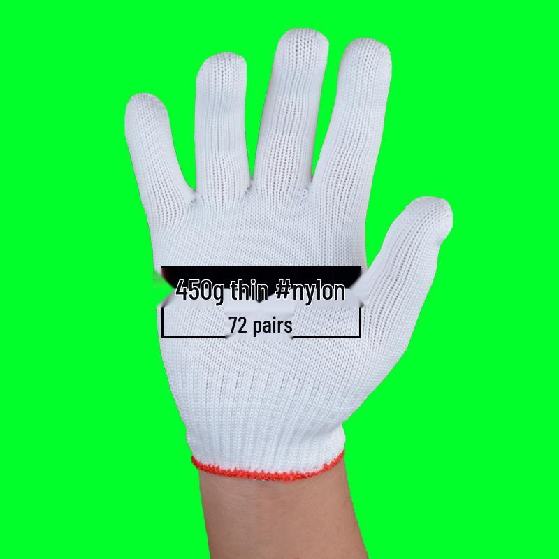 Men's Durable White Cotton Nylon Work Gloves for Construction