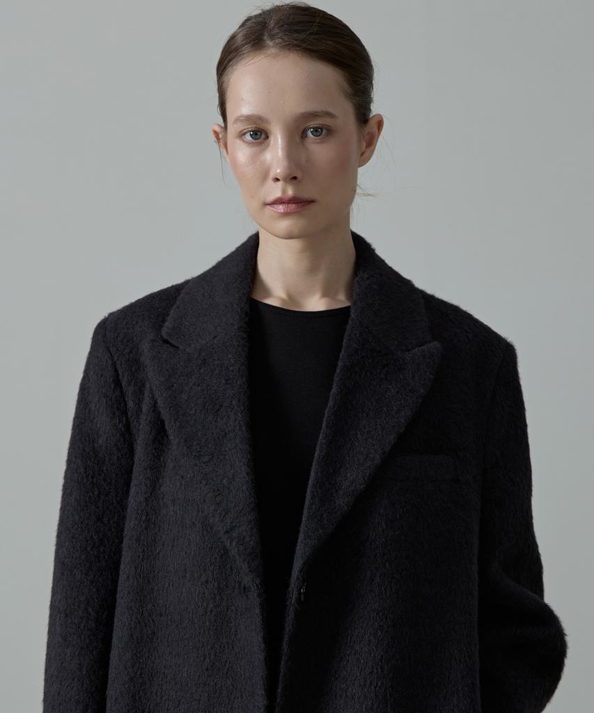 Ahre Cove Wool Hairy Tailored Single Coat_Black