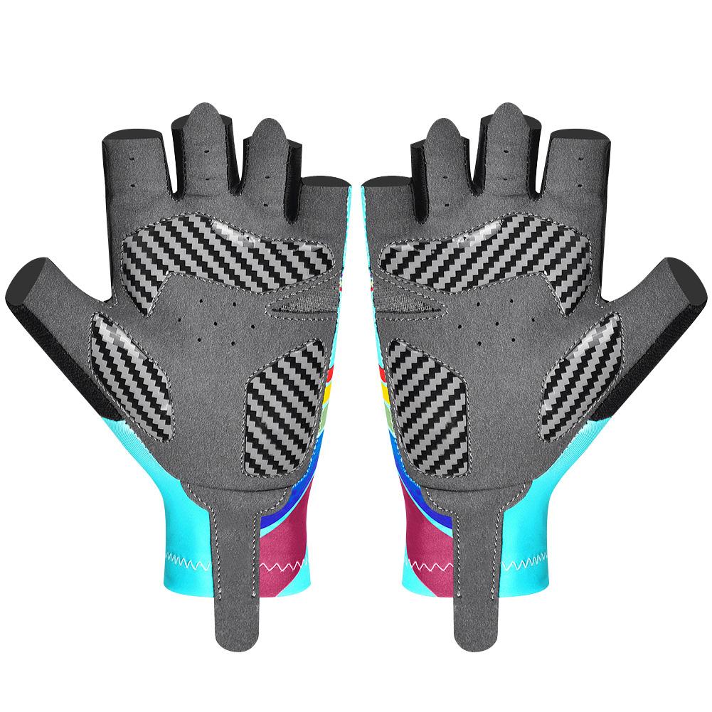 

Спорт на открытом воздухе Детские велосипедные перчатки для велоспорта Силиконовые накладки на половину пальцев Аксессуар для ребенка(небесно-голубой L)