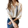 2024 Spring Women's Color Block Long Sleeve Chiffon Blouse - Professional Design