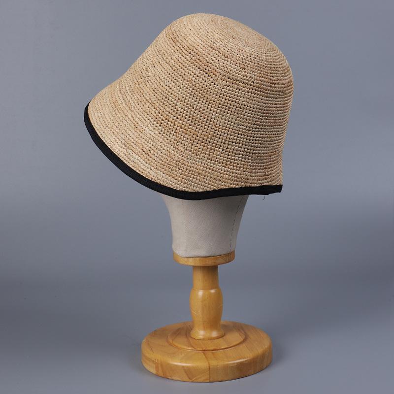 Small Brim Irregular Raffia Bucket Hat Women's Summer Simple Casual Straw Hat Fashion Trend Basin Hat