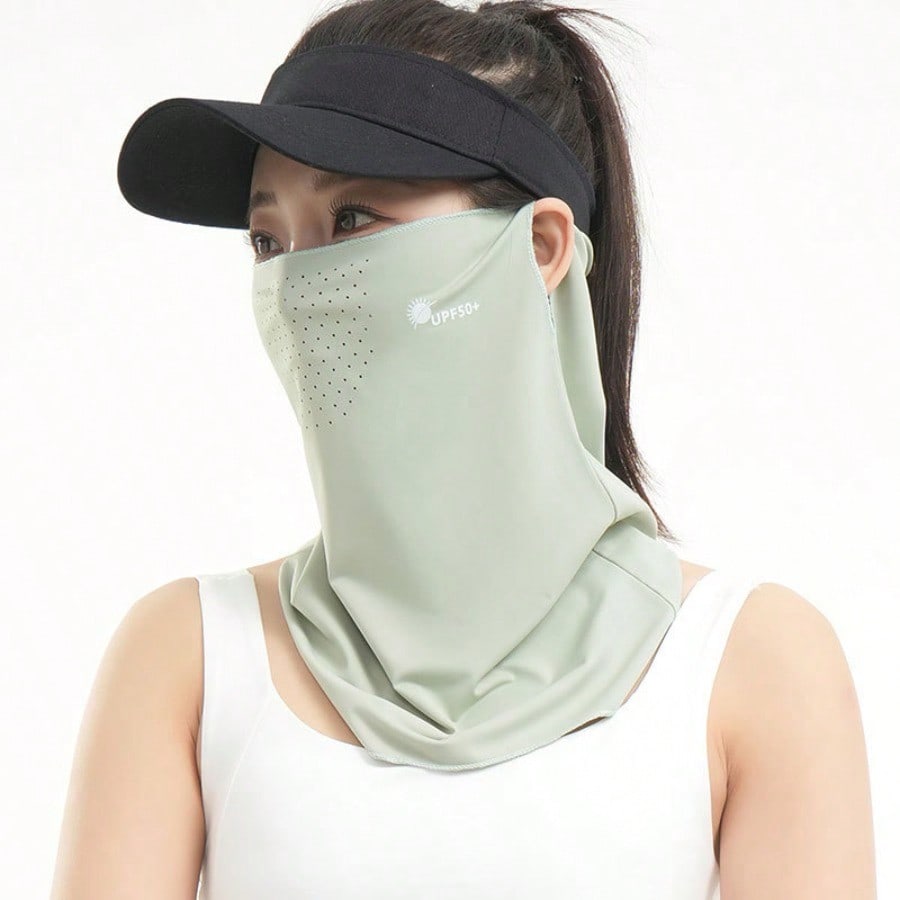 Sonnencreme-Maske für Damen, Sommer-UV-Schutz, kühlendes Hals-Cover aus Eis-Seide, Gesichts- und Nackenschutz für Radfahren im Freien, Maske mit Hängeohren