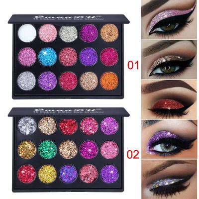 Cmaadu 15 Colors Gold Scallion Powder Glitter Eyeshadow Tray Shimmering Dazzling Universal Waterproof Easy To Color Party Looks