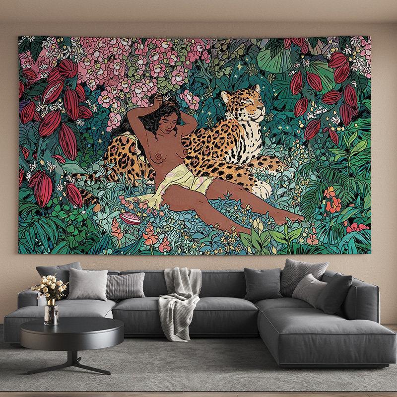 Tiger Jungle Tapestry Aesthetic Animal Wall Hanging Wall Decor for Bedroom Living Room Dorm Boho Nature Home Decor