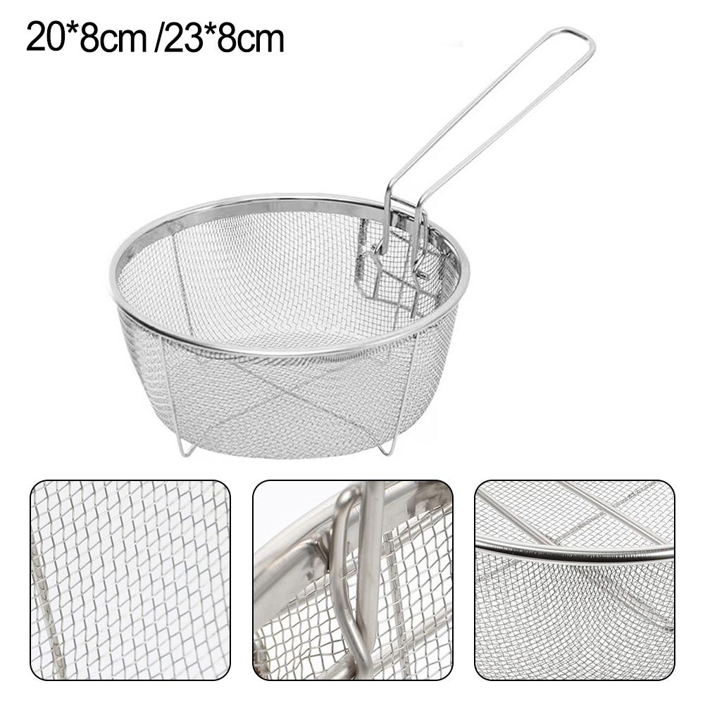 Nerezový fritovací koš kulatý drát vysoké kvality s odnímatelnou rukojetí