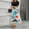 Short Sleeve Women's Dress Casual Flowy A-Line Midi Tshirt Dresses With Pockets Crewneck Vocation Boho Beach Sundress