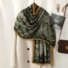 Hot-selling retro popular leaf messy long towel cotton and linen feel advanced leaf printing large size headscarf