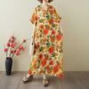Women's Vintage Long Dress with Cotton and Linen Patterns