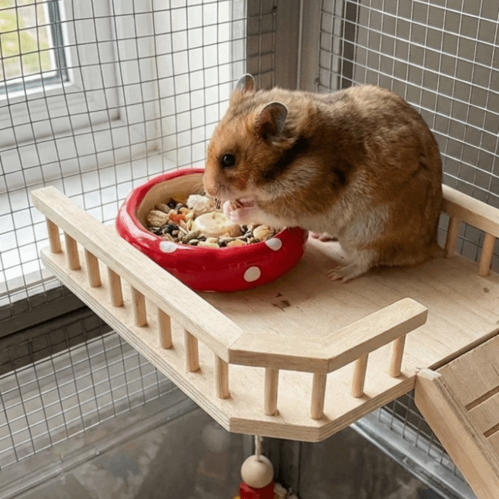 Cute Pet Feeding Tray Ceramic Pet Feeding Bowl Creative Hamster Mushroom Food Bowl Decorative