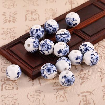 20 Hand-painted Floral Ceramic Beads, 10mm Diameter, Suitable For Jewelry Making, DIY Clothing, And Accessory Decoration.