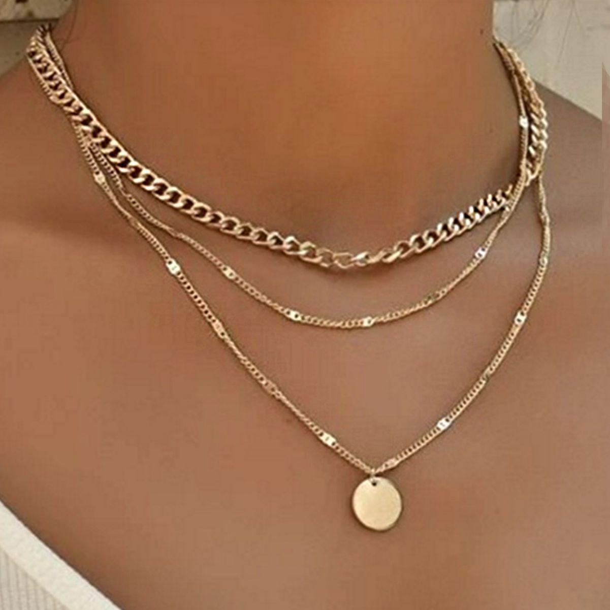 

Unisex Luxury Multi-Layered Round Pendant Necklace