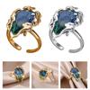 Fashionable Flame Teardrop Open Ring Blue Green Gradient Cubic Zirconia Lightweight Everyday Wear Jewelry Gift