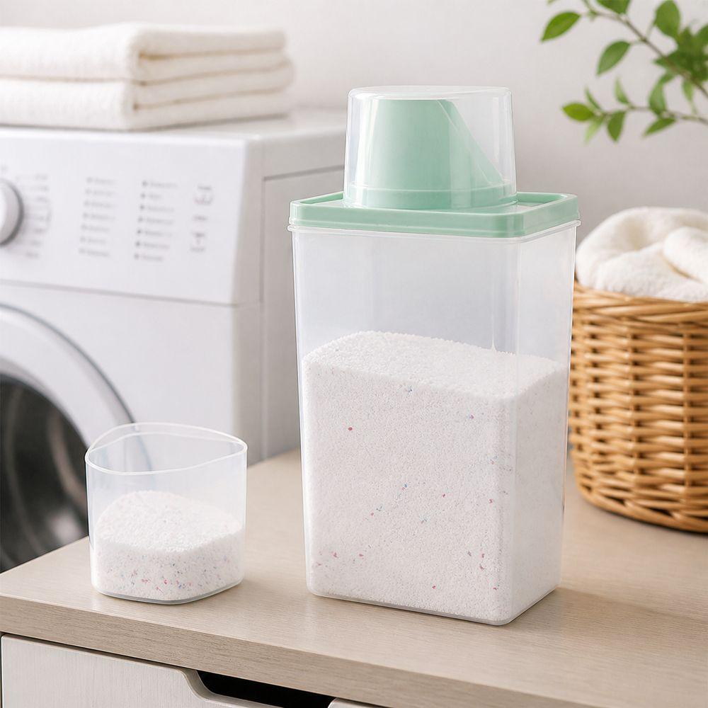Transparent Washing Powder Storage Box with Measuring Cup Laundry Storage Container