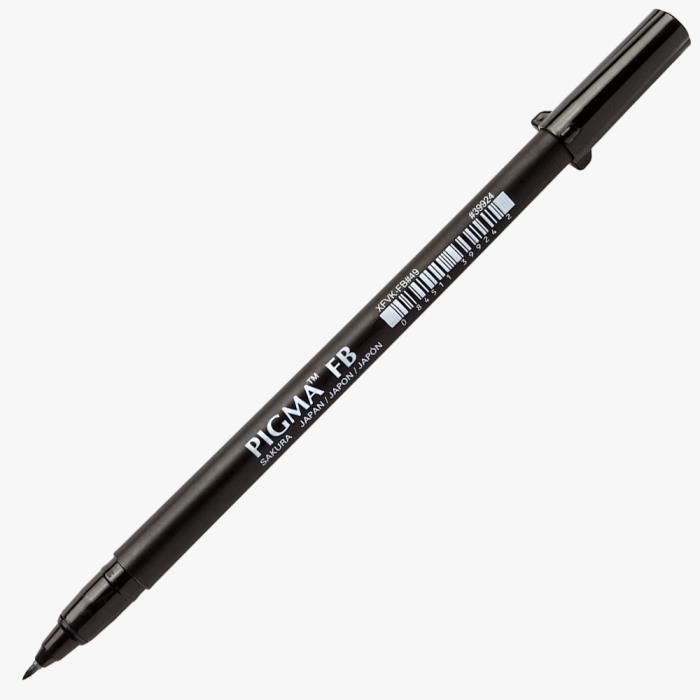 Feutre Pigma Brush - Sakura - Noir - Pointe Fine - Non Rechargeable - Non Effaçable