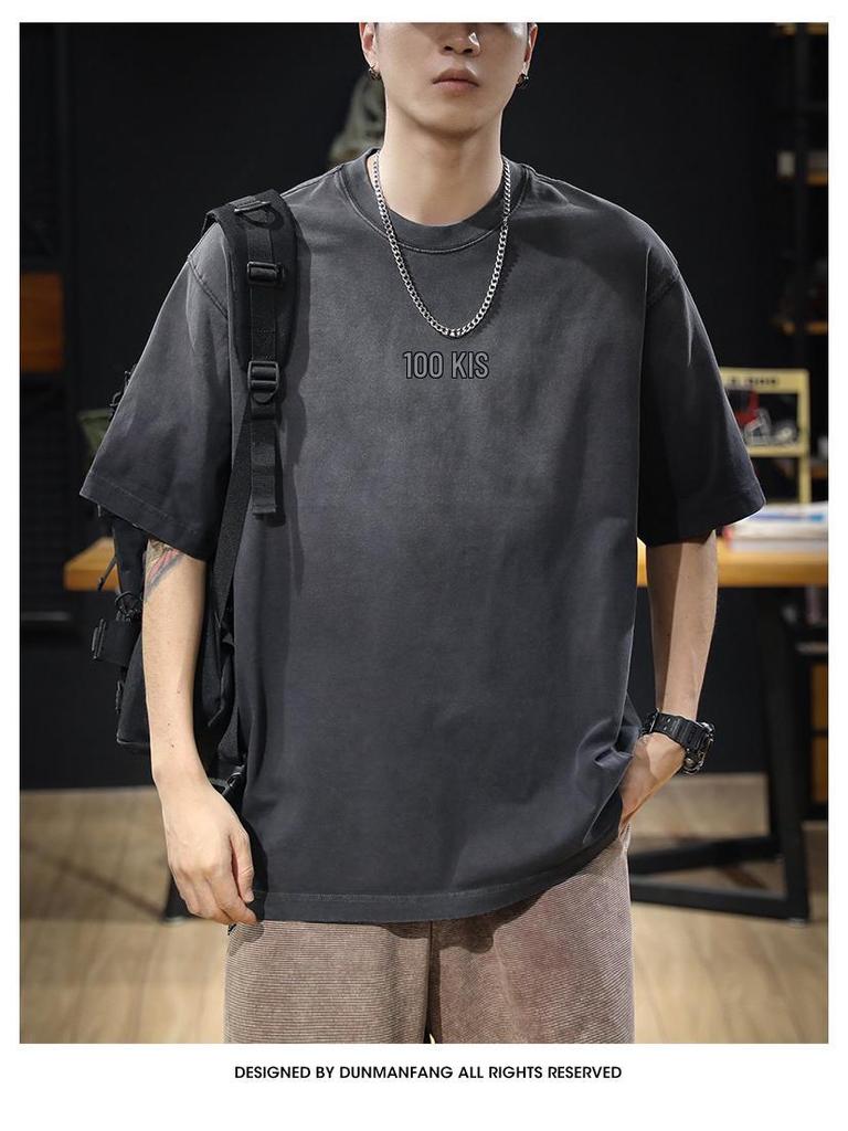 2025 Herrenmode Retro Schweres Baumwoll-Kurzarm-T-Shirt