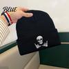 Embroidered Skull Hat Design Thick Knit Warm Men Women Winter Beanie Fun Cap Stretchy Unisex
