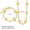 Hollow Rhombus Japanese Character Necklace & Bracelet Set - 18K Gold Plated Stainless Steel Clavicle Chain Women's Jewelry