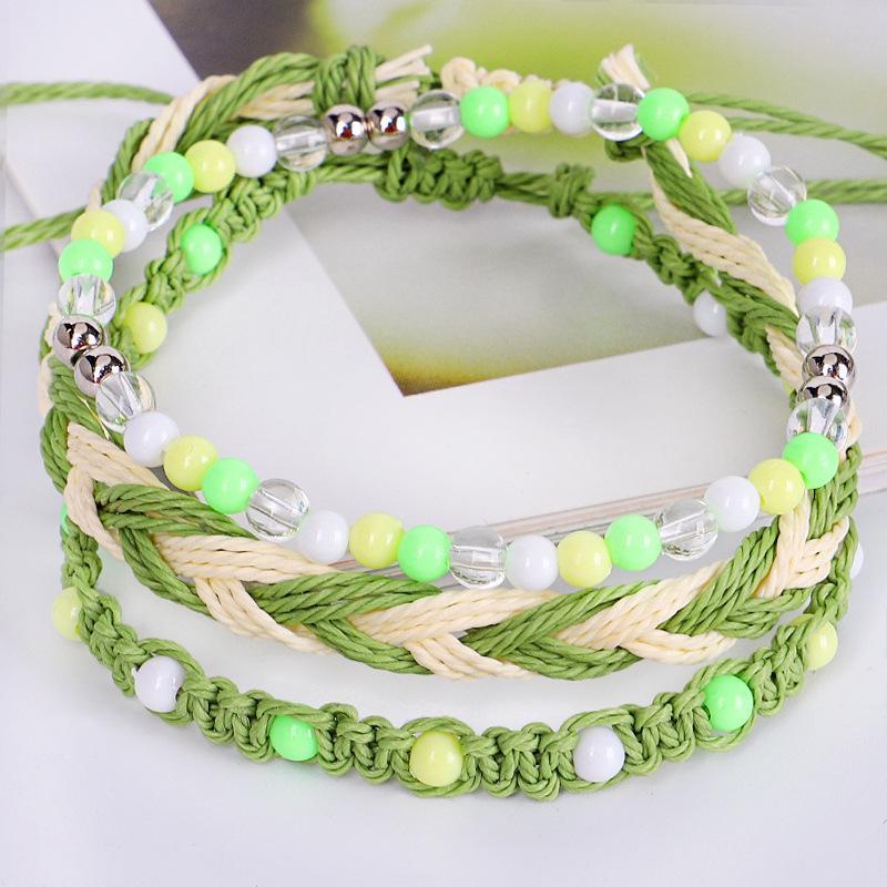 3 Stück/Set böhmische geflochtene Stretch-Freundschaftsarmbänder stapelbare perlengewebte Schnurarmbänder verstellbare Wellenseilarmbänder MYY