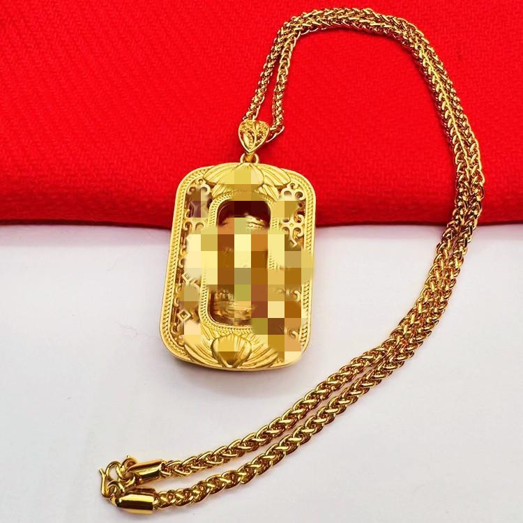 2026 Ethnic Style 18K Gold Plated Dragon & Guanyin Buddha Pendant Necklace for Men