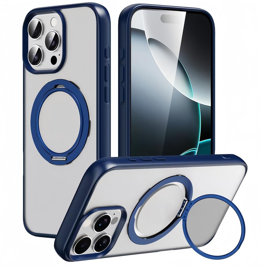 For iPhone 15 Pro Max Case Compatble with MagSafe Rotating Kickstand TPU+PC Phone Cover