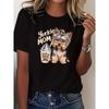 T-shirt Morbida da Donna con Occhiali Yorkshire Terrier per Mamme di Yorkie