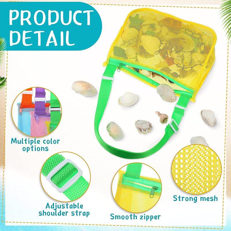 Beach Toys Mesh Beach Bag Kids Sand Toys Bags Travel Toys Shell Collecting Bag Seashell Bag Swimming Accessories For Kids 3 pcs(random color)