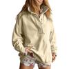 Women's Casual Color Button Front Pullover Sweatshirt Long Sleeve Cozy
