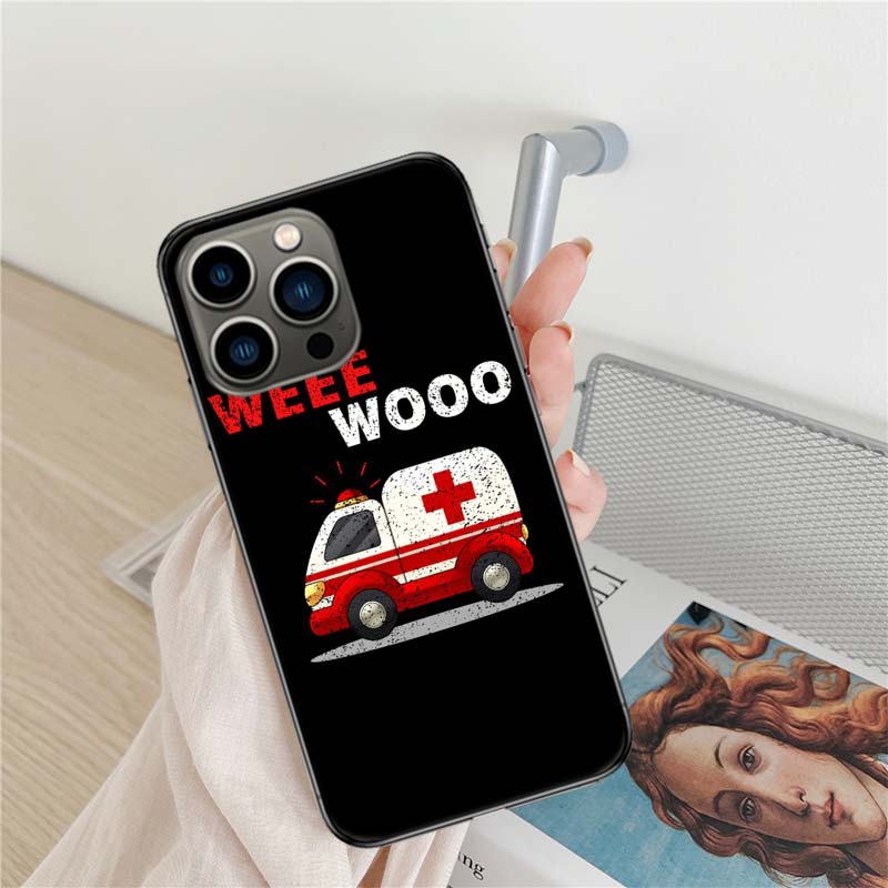 Paramedic Ambulance Wee Woo Phone Case For Iphone 17 Air 16 15 Pro Max 14 Plus 16E Coque 13 Pro 12 Mini 11 Clear Cover Silicone