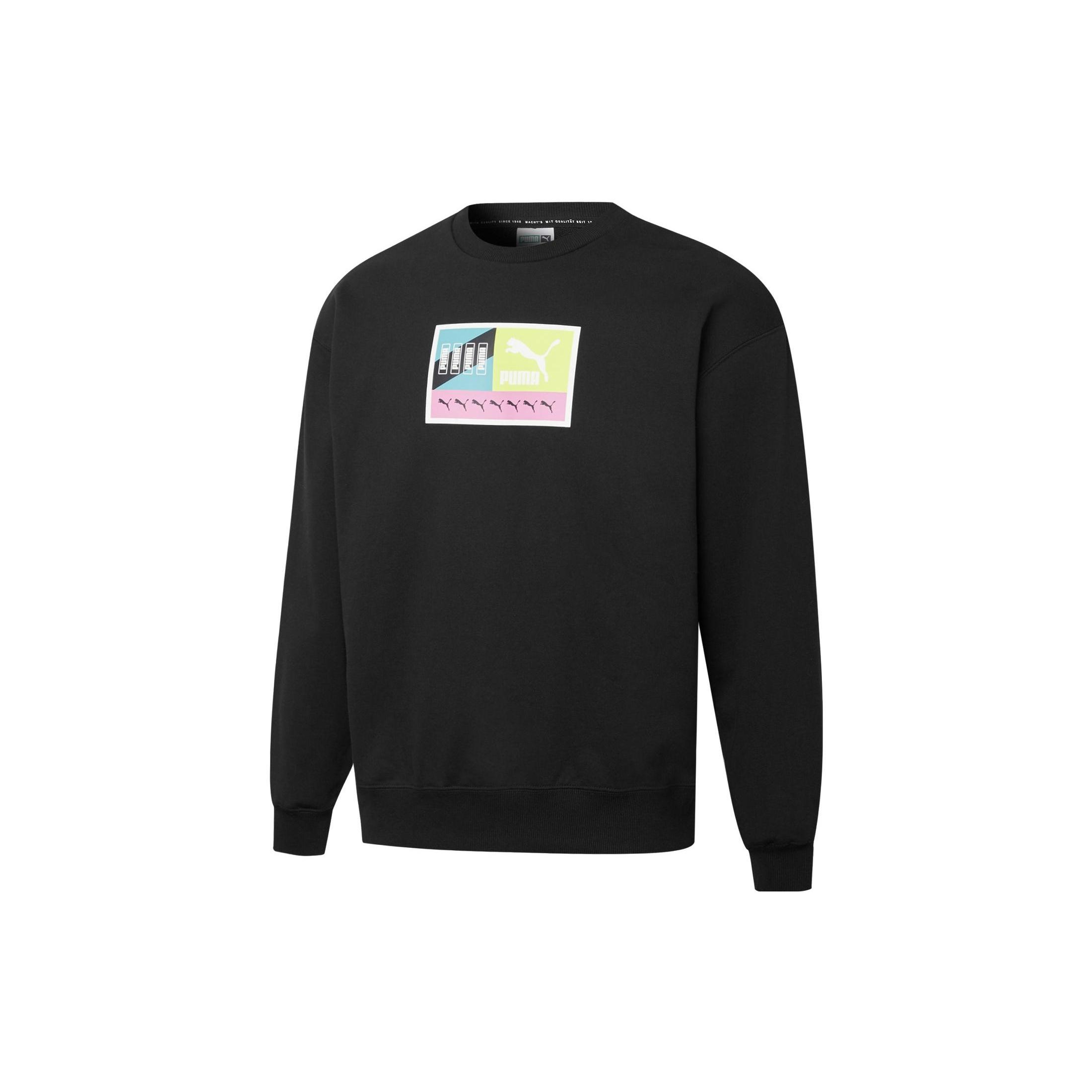 PUMA Brand Love Multiplacement Crew Sweatshirt  Black  Men s 535326-01 XL