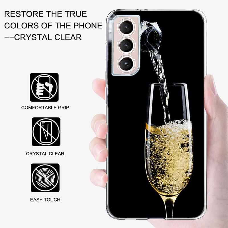 Open Champagne to Celebrate Phone Case For Samsung Galaxy S25 Edge S24 S23 FE S21 S20 S10 Plus S22 S26 Ultra Cover Clear Cases T