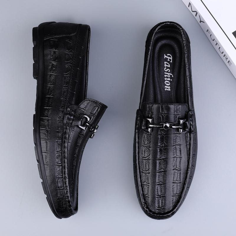 Genuine Leather Men Casual Shoes Luxury Brand Men Loafers Crocodile Pattern Moccasins Breathable Slip On Flats Man Driving Shoes