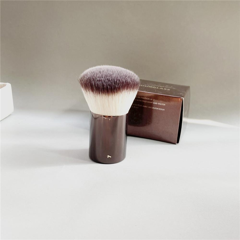 No.7 Finishing Brush Portable Powder Blush Bronzer Kabuki Makeup Brush Brown Metal Beauty Cosmetics Tool