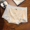Ladies Summer Sweet Lace Edge 10A Antibacterial Cotton Extended Crotch Mid Waist Triangle Briefs