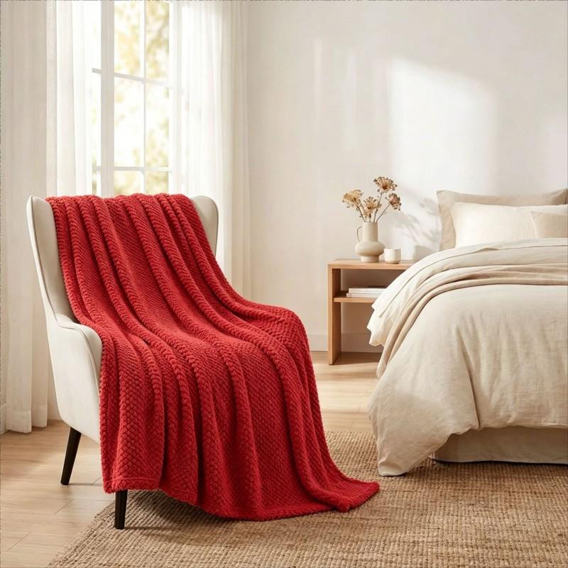 Soft Fleece Throw Blanket Sofa Bed Office Nap Lightweight Warm All Season Use