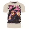 Summer Men's Casual Loose Size Graphic Jujutsu Kaisen Print Round Neck Short Sleeve T-shirt Top