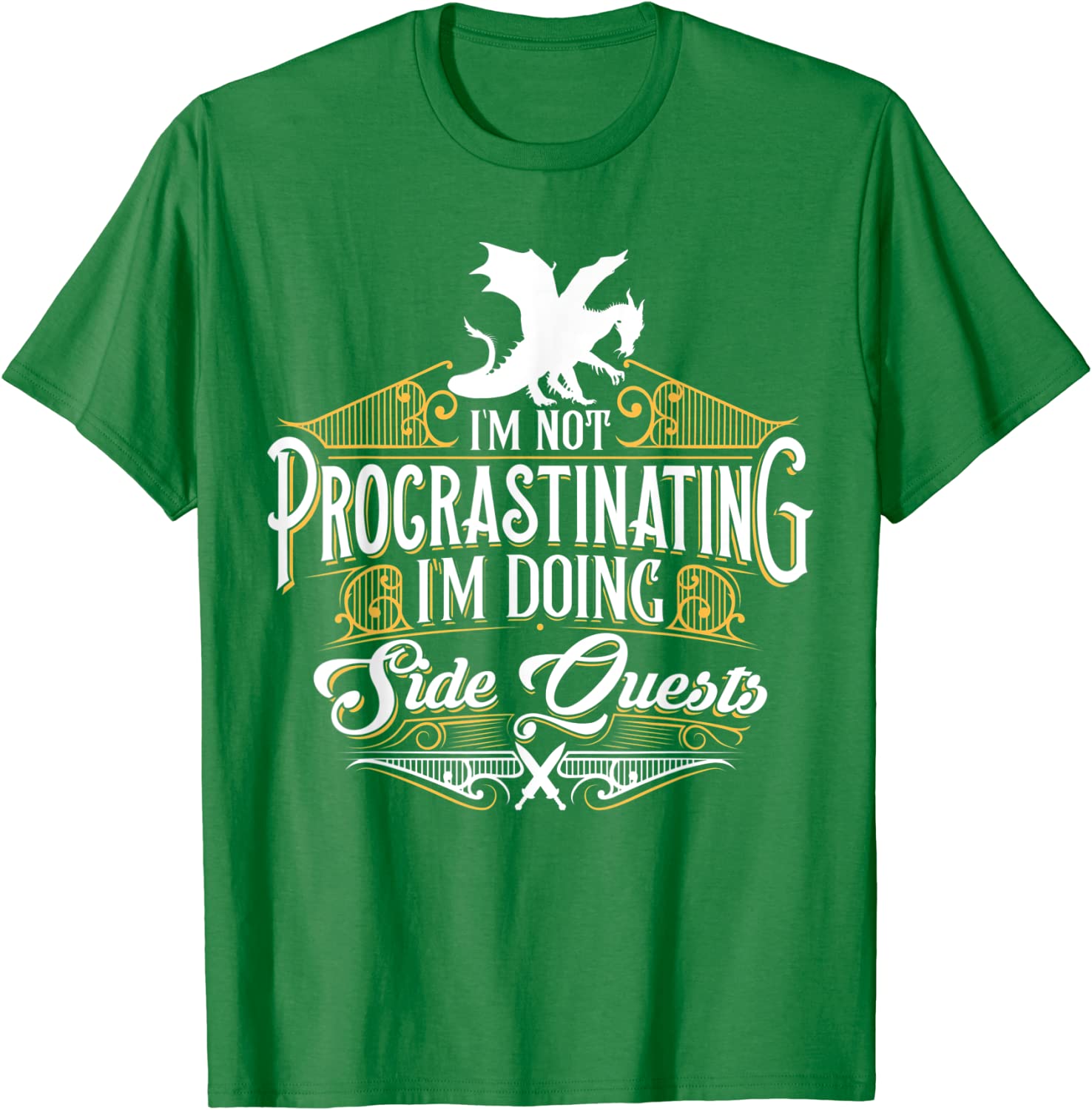 

Not Procrastinating Side Quests Funny RPG Gamer Dragons T-Shirt Tops T Shirt Latest cosie Cotton Men T Shirts Design 4XL