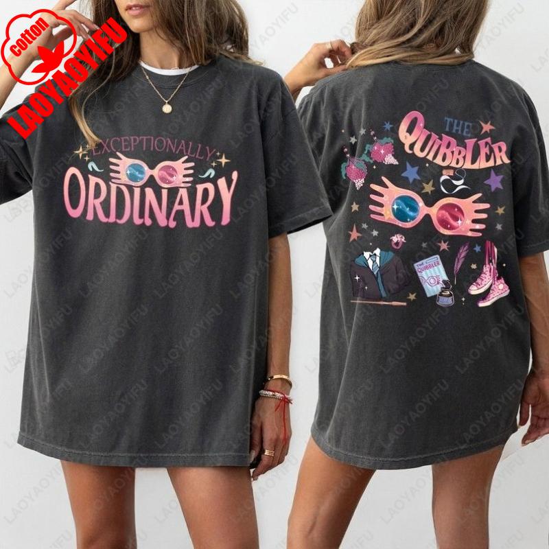 

Забавная женская футболка фандома школы волшебства Так же нормален, как и я футболка ГП волшебная палочка двусторонняя футболка книжная футболка подарок для нее 4XL