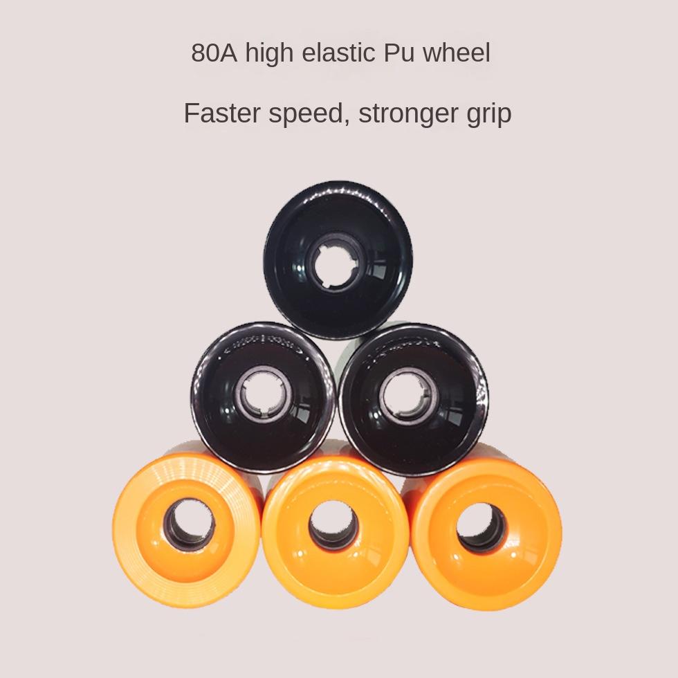 High Elastic Wear-Resistant PU Wheel Four-Wheel Electric Skateboard Accessories 70*51 Long Plate Small Fish Plate Direct Factory