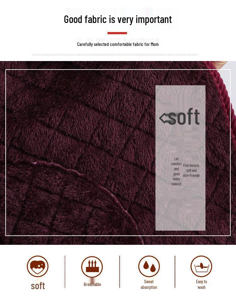 Warm Velvet Cotton Suit for Mom and Grandma: Autumn/Winter Three-Piece Set for Mature Women