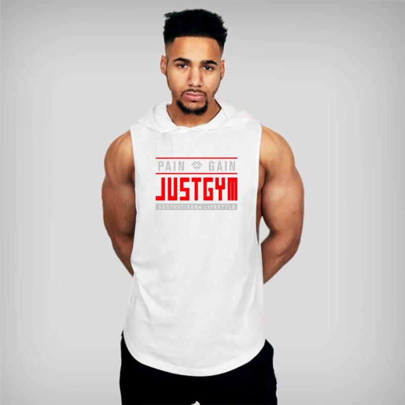 Sommerliches hübsches Streetwear-Tanktop mit Kapuze und Herzausschnitt für Herren, Fitness, Baumwolle, bequem