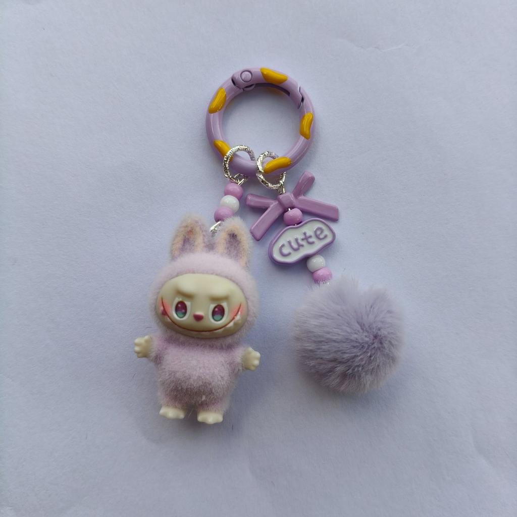 Sanchuang Flocking Mini Keychain Vinyl Cute Bag Mobile Phone Pendant Cute Keychain