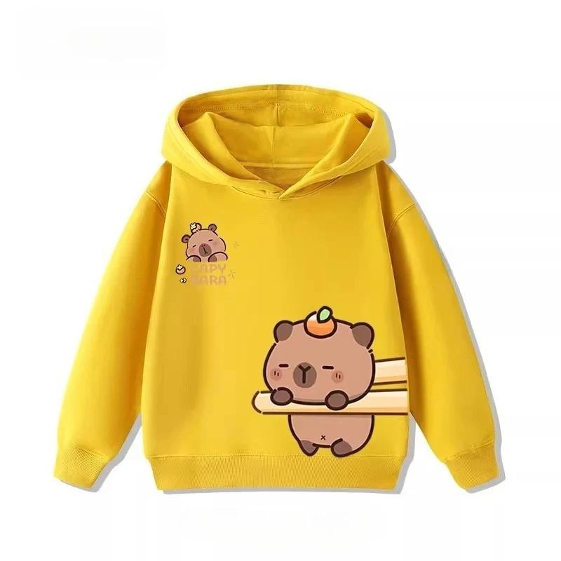 Children's Cartoon Adorable Capibara Autumn Fashion Boys Girls Loose Outdoor Street Kids Hoodies
