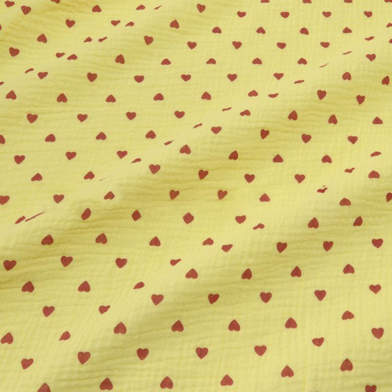 15 Colour Soft Heart Print Cotton Sewing Fabric Crepe Double Layer Gauze Cloth Cotton Skirt Pajama Cotton Fabric 100x135cm